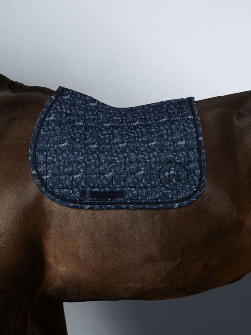 Tapis De Salle Carré Pour Poney Tough 1 - Rose/Noir/Crème - Doublure Polaire, Centre Feutre - Protections Cuir