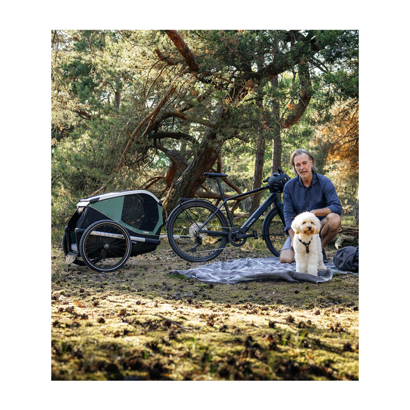 Wiltec Remorque Vélo Pour Chien - 220x70x78cm, 40kg | Moustiquaire, Anti-Pluie, Sécurité