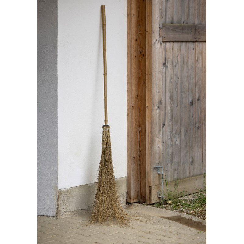 Balai En Bambou Traditionnel - 15 Branches, Longueur 210 Cm - Pour Sols Extérieurs, Terrasses, Allées - Écologique Et Durable