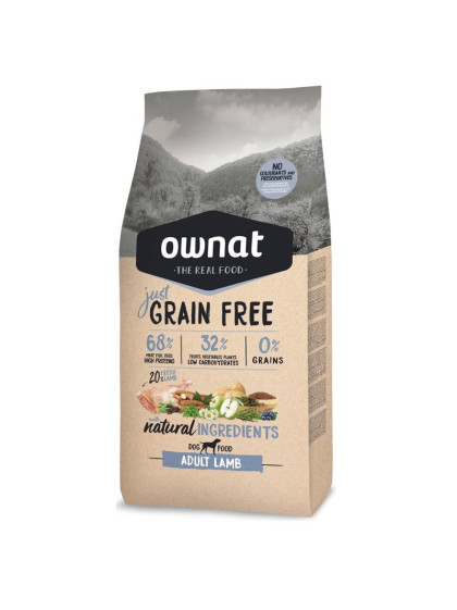 Croquettes pour chien Just Grain Free Adult Lamb Ownat 14 kg