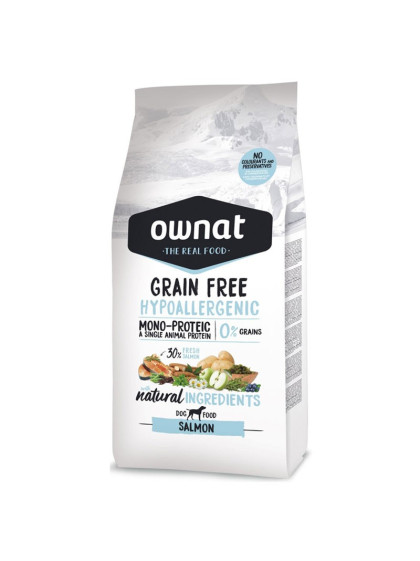 Croquettes pour chien Grain Free Hypoallergenic Salmon Ownat 14 kg