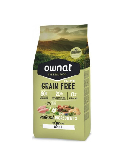 Croquettes Grain Free Prime Adult Chicken & Turkey chat Ownat 8 Kg