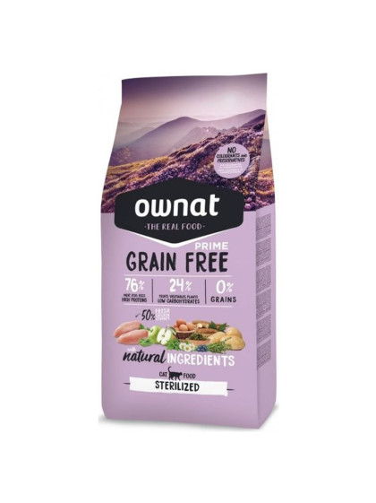Croquettes chat Grain Free Prime Sterilized Ownat 8 kg