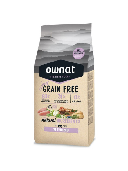 Croquettes chat Just Grain Free Sterilized Ownat 3 kg