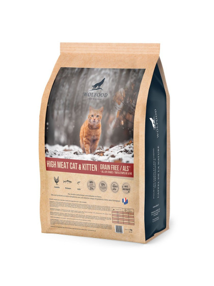 Croquettes High Meat Cat & Kitten Wolfood 3Kg