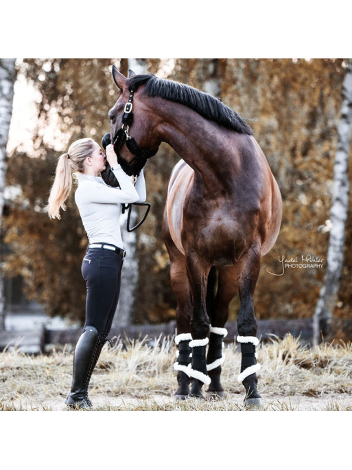 Guêtres Kentucky Air Pour Cheval - Cuir Nubuck Perforé - Doublure Mouton Synthétique - Taille S M L