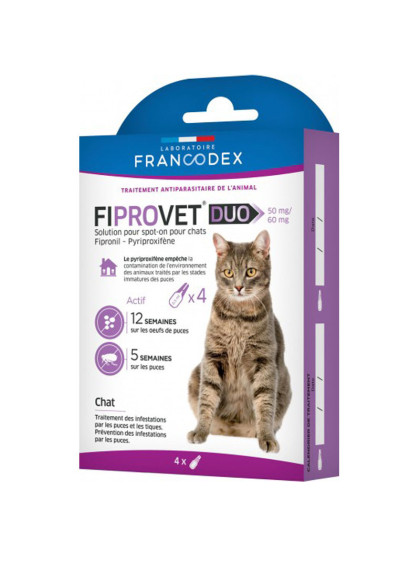 Antiparasitaire pour chat Fiprovet Duo Francodex