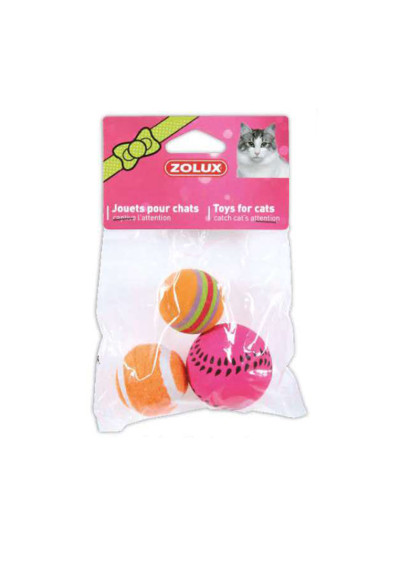 Jouet 3 Balles mélées 4cm pour chat Zolux