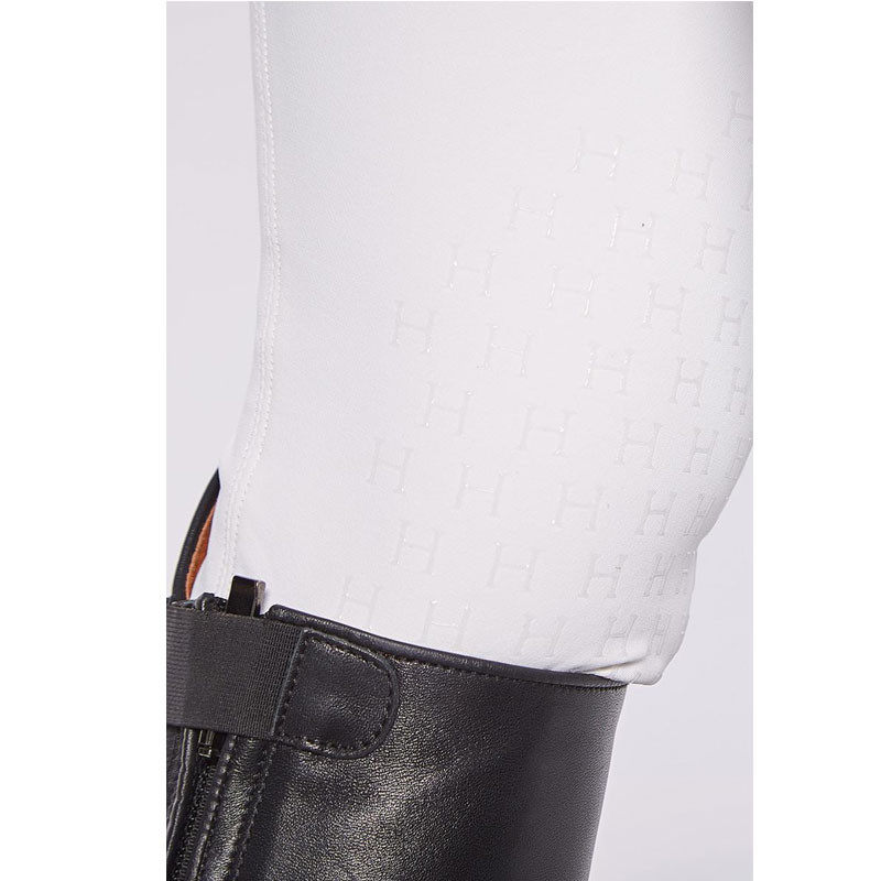 Pantalon Jaltika fix system grip Femme Rider Harcour blanc détail genoux