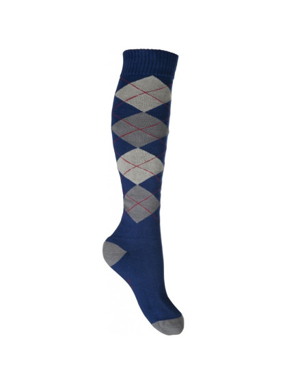 Chaussettes Warming Up HKM bleu / gris carreaux