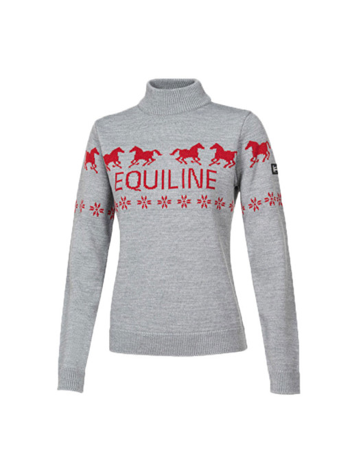 Pull de noël Rudolph Equiline gris 1