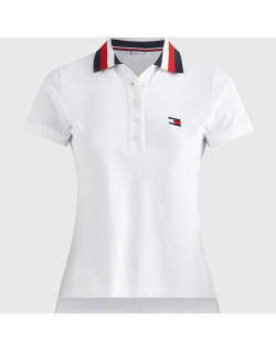 Polo col bleu blanc rouge Tommy Hilfiger Equestrian blanc