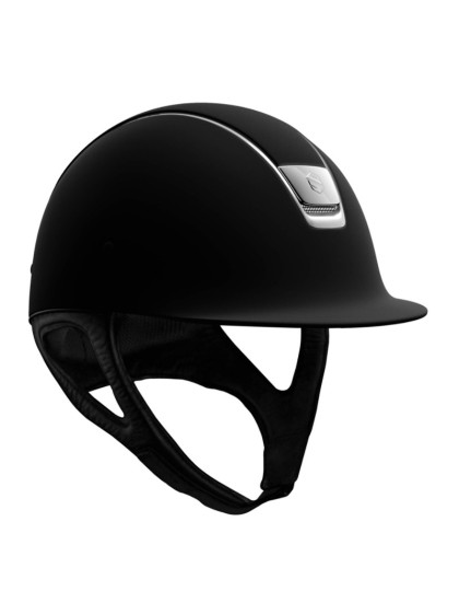 Casque Shadowmatt Blason Chrome Liseré Titanium Samshield noir face