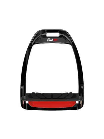 Etriers Hunter Incliné Gripp Flex-On cadre noir alu élastomères rouge