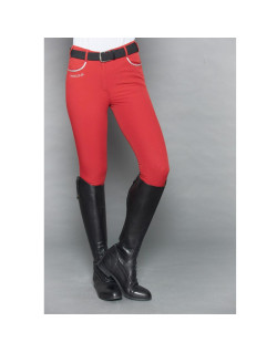 Pantalon Jaltika fix system grip Femme Rider Harcour rouge piment avant porté