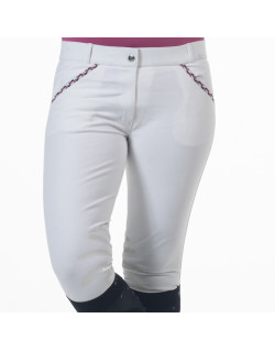 Pantalon d'équitation femme Mendoza Flags&Cup blanc