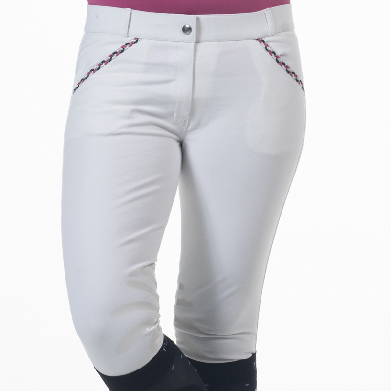 Pantalon d'équitation femme Mendoza Flags&Cup blanc