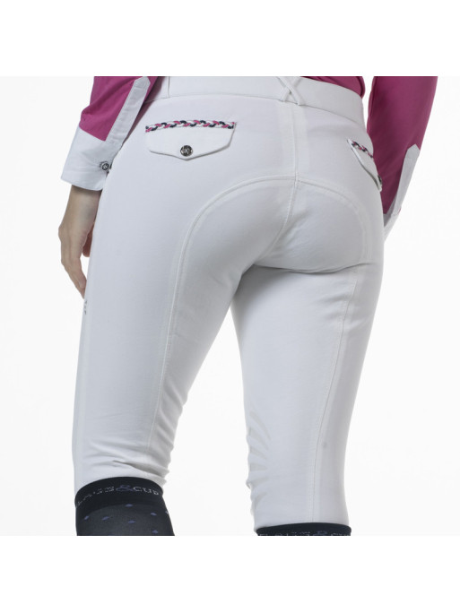 Pantalon d'équitation femme Mendoza Flags&Cup blanc dos