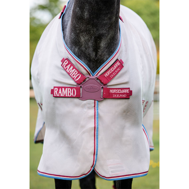 Couverture anti-mouches Rambo Protector Horseware fermeture technique front disc