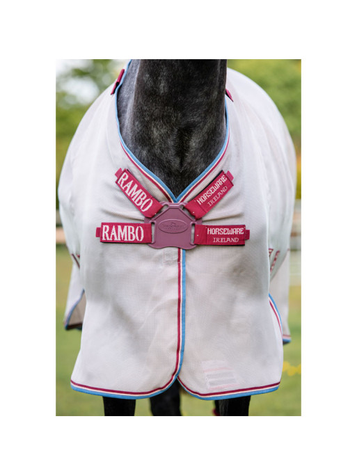 Couverture anti-mouches Rambo Protector Horseware fermeture technique front disc