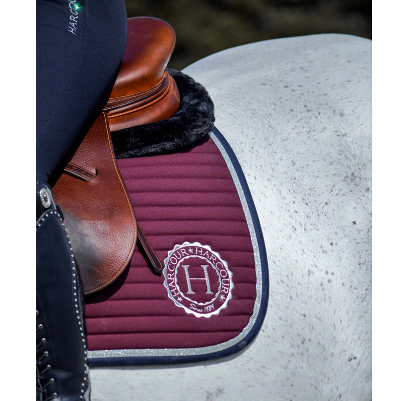 Tapis De Selle HKM En Coton Bordeaux - Polyvalent Dressage Et Saut - Pur Coton Naturel