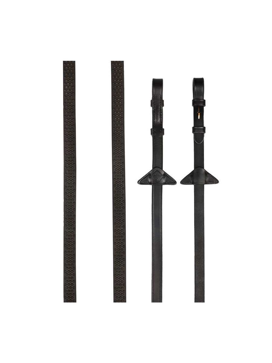 Rênes Caoutchouc Cuir Noir 55 - Taille Réelle - Neuves - Sans Marque