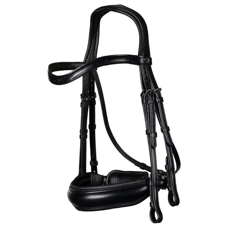 Bride De Dressage Anglaise En Cuir Noir Avec Moussequeton - Smith-Worthington