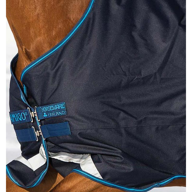 Horseware Amigo Bravo 12 Plus Coperta Per Cavallo Con Collo Rimovibile, 1200D, Impermeabile, Blu Acqua, Taglie Dalla 115 Alla 165 Cm