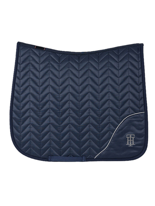 Tapis De Selle De Dressage Ogilvy Noir Avec Tuyauterie Rouge - Occasion, Coton