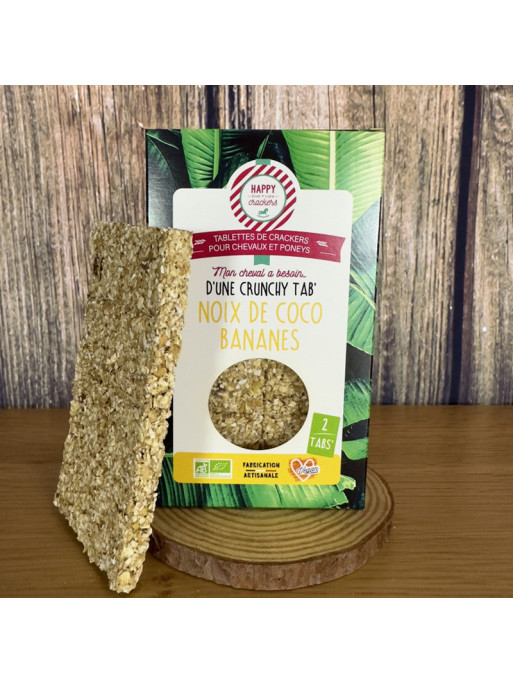 Pack de 2 Tabs' Bananes Noix de coco Bio pour chevaux Happy Crackers