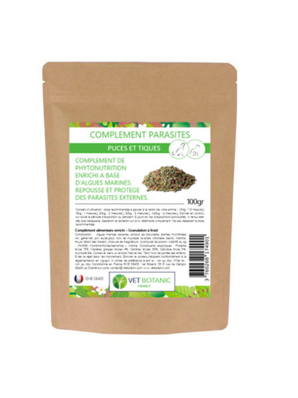 Complément alimentaire parasites externes chat et chien 100g Vet Botanic