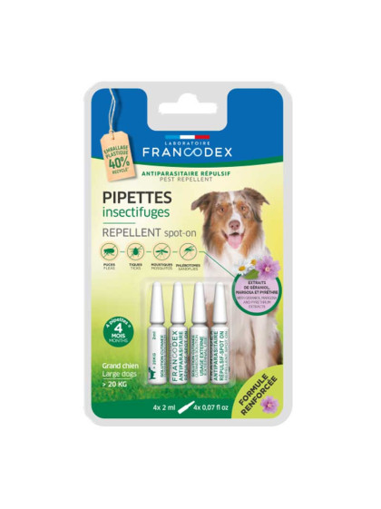 Pipettes insectifuge formule renforcée grand chien x4 Francodex