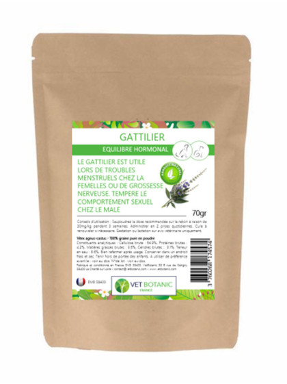 Gattilier en poudre pour chat et chien 100g Vet Botanic