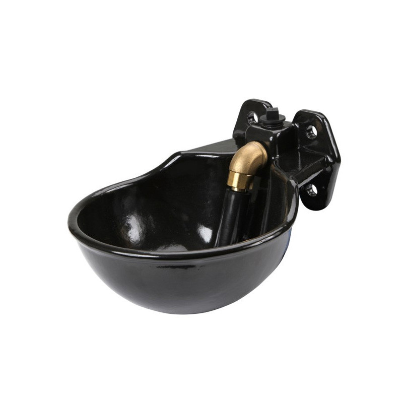 Abreuvoir Fonte émaillée Kerbl Pour Cheval - 1,45 L, Poussoir Acier Inoxydable, Fixation Murale Ou Sur Tuyau