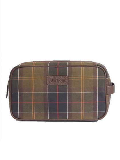 Trousse de toilette tartan et cuir Barbour